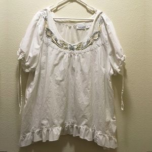 Plus Size Peasant Boho Beaded  Blouse  30/32